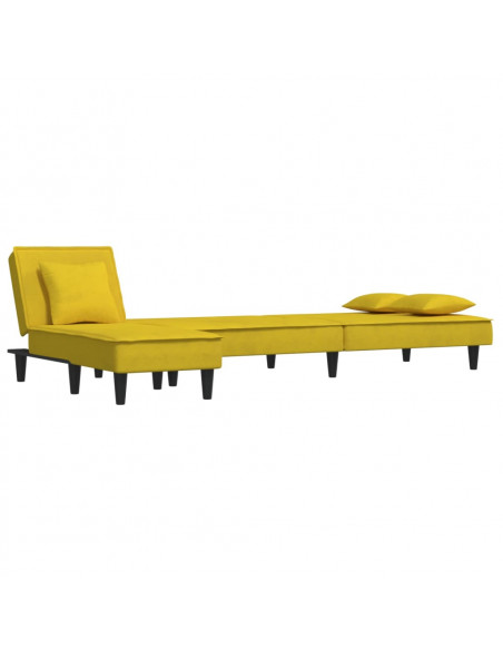 Divano Letto a L Giallo 255x140x70 cm in Velluto