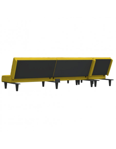 Divano Letto a L Giallo 255x140x70 cm in Velluto