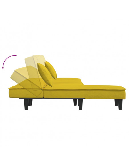 Divano Letto a L Giallo 255x140x70 cm in Velluto
