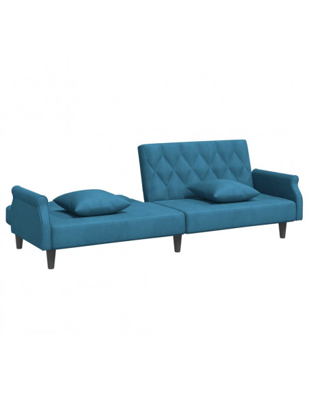 Divano Letto con Braccioli Blu in Velluto