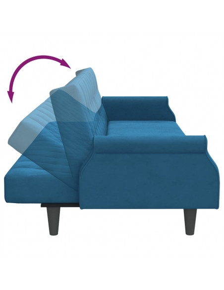 Divano Letto con Braccioli Blu in Velluto