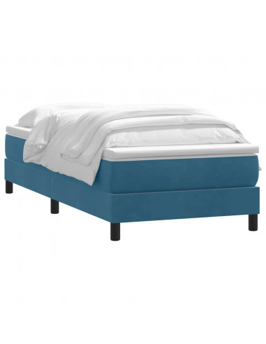 Giroletto a Molle con Materasso Blu Scuro 80x210 cm Velluto