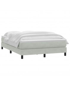 Giroletto a Molle con Materasso Grigio Chiaro 160x210cm Velluto 2