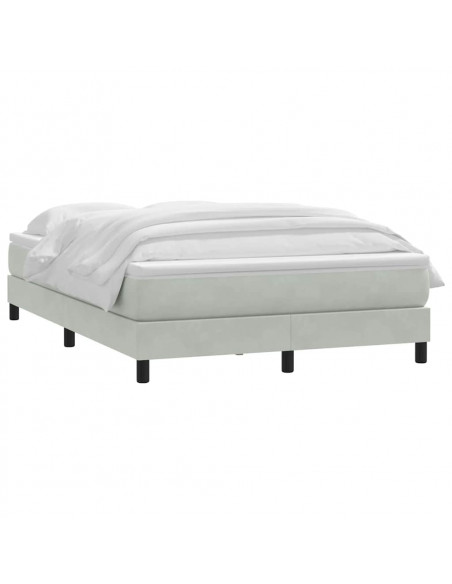 Giroletto a Molle con Materasso Grigio Chiaro 160x210cm Velluto