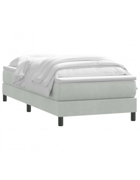 Giroletto a Molle con Materasso Grigio Chiaro 80x210 cm Velluto