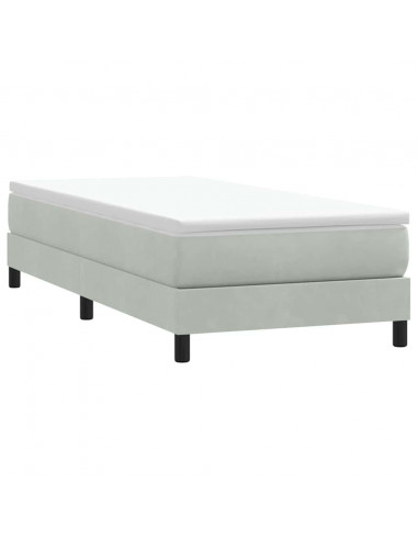 Giroletto a Molle con Materasso Grigio Chiaro 80x210 cm Velluto