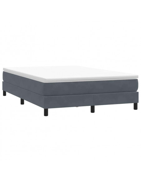 Giroletto a Molle con Materasso Grigio Scuro 160x210 cm Velluto