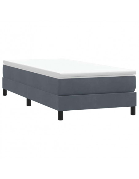 Giroletto a Molle con Materasso Grigio Scuro 80x210 cm Velluto