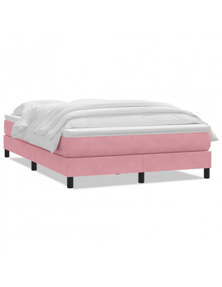 Giroletto a Molle con Materasso Rosa 140x210 cm in Velluto