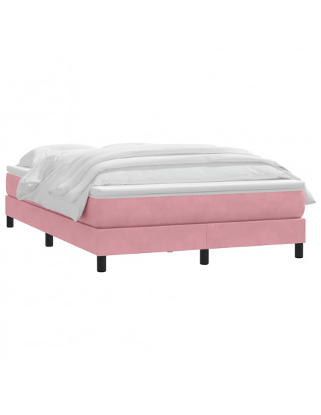 Giroletto a Molle con Materasso Rosa 140x210 cm in Velluto