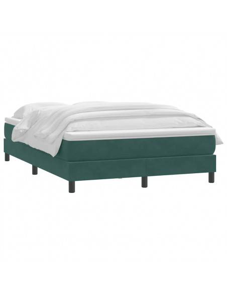 Giroletto a Molle con Materasso Verde Scuro 140x210 cm Velluto