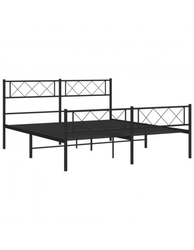 Giroletto con Testiera e Pediera Metallo Nero 160x200 cm