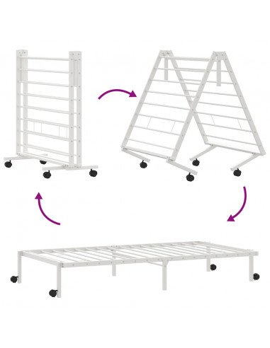 Giroletto senza Materasso Pieghevole Bianco 100x190 cm Acciaio