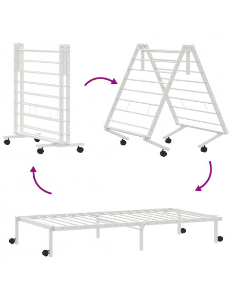 Giroletto senza Materasso Pieghevole Bianco 100x190 cm Acciaio