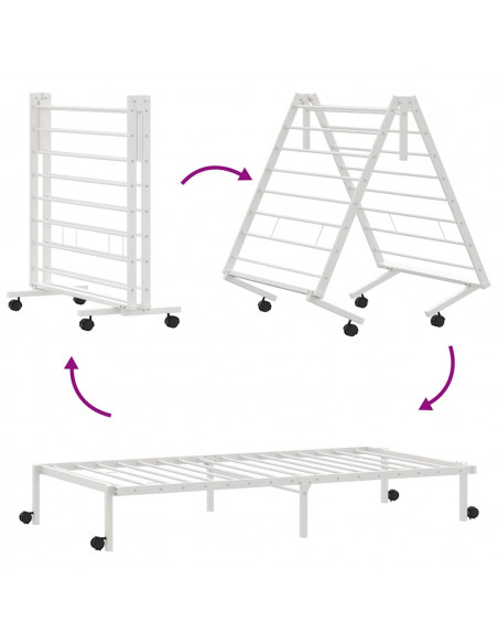 Giroletto senza Materasso Pieghevole Bianco 100x200 cm Acciaio