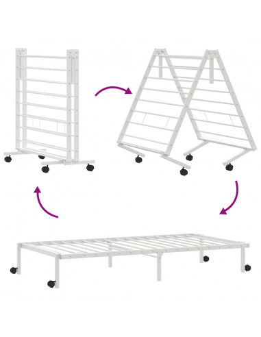 Giroletto senza Materasso Pieghevole Bianco 75x190 cm Acciaio