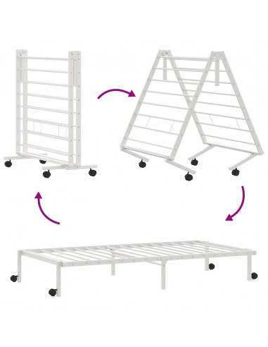 Giroletto senza Materasso Pieghevole Bianco 80x200 cm Acciaio