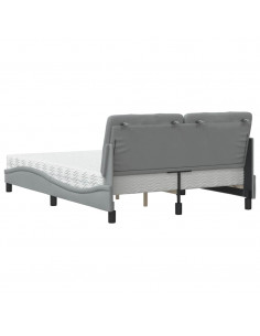 Letto con Materasso Grigio Chiaro 140x190cm Tessuto