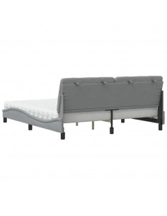 Letto con Materasso Grigio Chiaro180x200 cm Tessuto