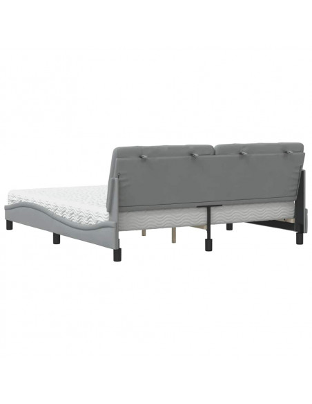 Letto con Materasso Grigio Chiaro180x200 cm Tessuto