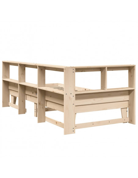 Letto Libreria senza Materasso 100x200 cm in Legno di Pino