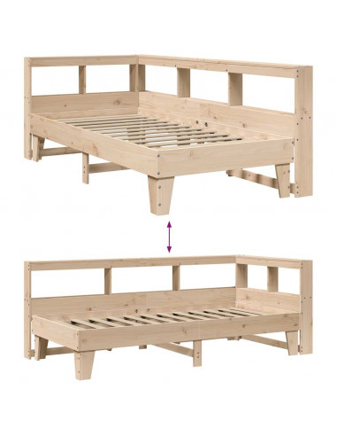 Letto Libreria senza Materasso 100x200 cm in Legno di Pino