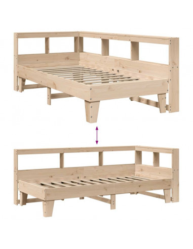 Letto Libreria senza Materasso 90x190 cm Legno Massello Pino