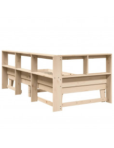 Letto Libreria senza Materasso 90x200 cm Legno Massello Pino