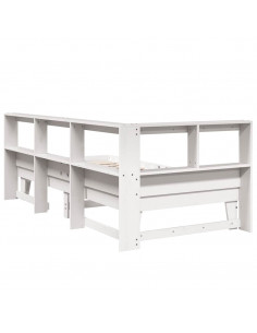 Letto Libreria senza Materasso Bianco 100x200 cm Legno di Pino