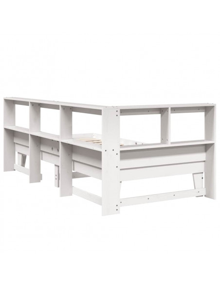 Letto Libreria senza Materasso Bianco 100x200 cm Legno di Pino