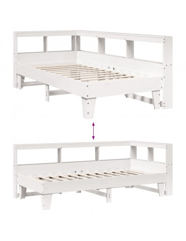 Letto Libreria senza Materasso Bianco 100x200 cm Legno di Pino