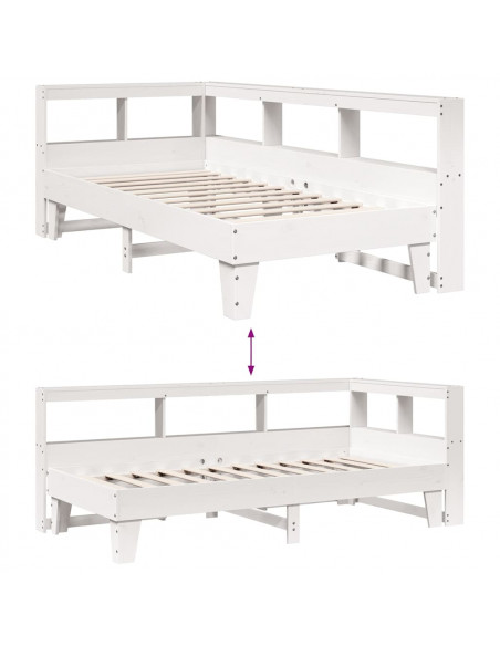 Letto Libreria senza Materasso Bianco 90x190 cm Massello Pino