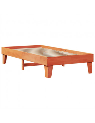 Letto Libreria senza Materasso Marrone Cera 75x190 cm in Pino