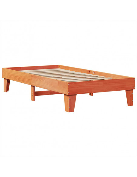 Letto Libreria senza Materasso Marrone Cera 75x190 cm in Pino