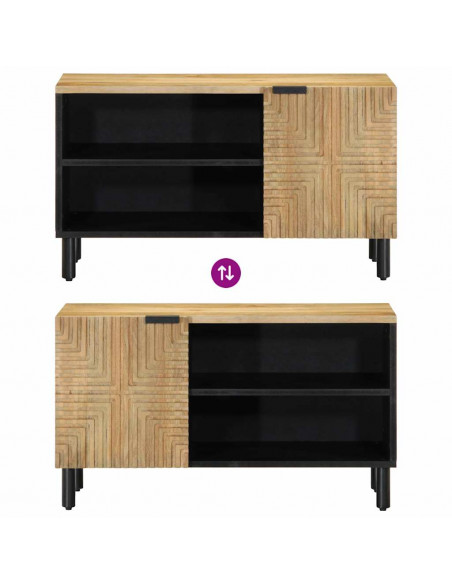 Mobile Porta TV Marrone 80x31,5x46cm in Legno Massello di Mango