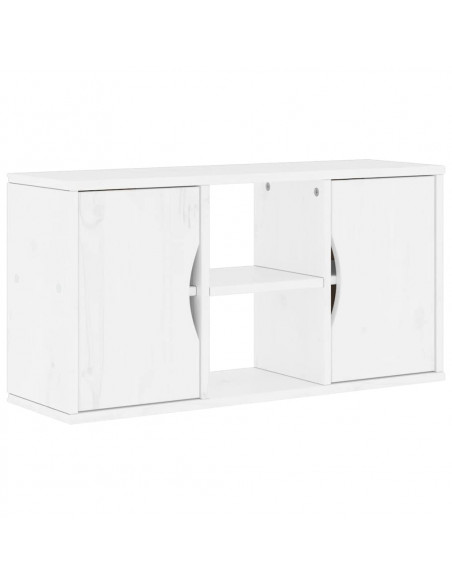 Mobile Porta TV ODDA Bianco 79x24x40 cm Legno Massello di Pino