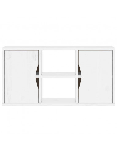 Mobile Porta TV ODDA Bianco 79x24x40 cm Legno Massello di Pino