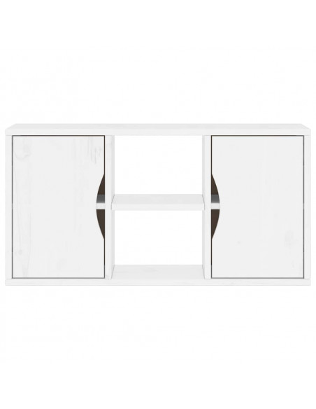 Mobile Porta TV ODDA Bianco 79x24x40 cm Legno Massello di Pino