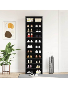 Scarpiera Rovere Nero 54x34x183 cm in Legno Multistrato 2