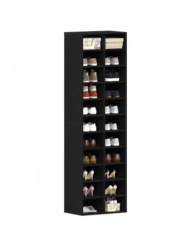 Scarpiera Rovere Nero 54x34x183 cm in Legno Multistrato