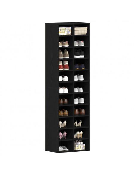 Scarpiera Rovere Nero 54x34x183 cm in Legno Multistrato
