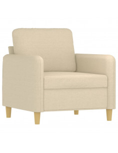 Set di Divani 3 pz con Cuscini Crema in Tessuto 2