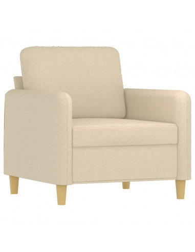 Set di Divani 3 pz con Cuscini Crema in Tessuto