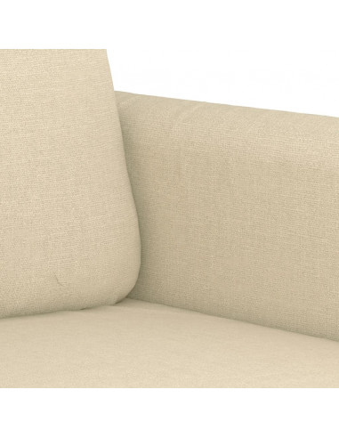 Set di Divani 3 pz con Cuscini Crema in Tessuto
