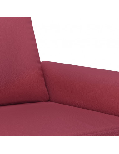 Set di Divani 3 pz con Cuscini Rosso Vino in Similpelle