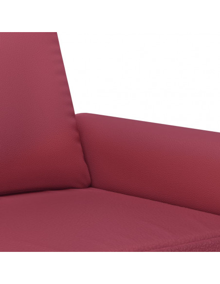 Set di Divani 3 pz con Cuscini Rosso Vino in Similpelle
