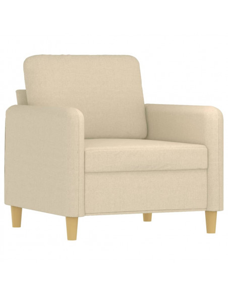 Set Divani 3 pz con Cuscini Crema in Tessuto