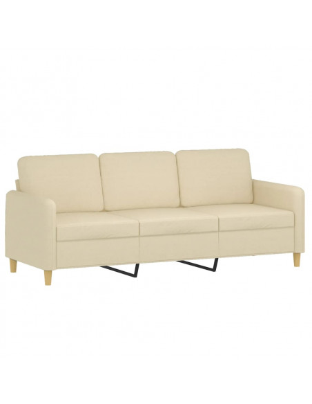 Set Divani 3 pz con Cuscini Crema in Tessuto