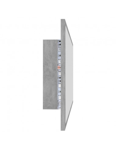 Specchio da Bagno a LED Grigio 100x8,5x37 cm in Acrilico