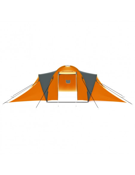 Tenda da Campeggio 9 Persone in Tessuto Grigio e Arancione